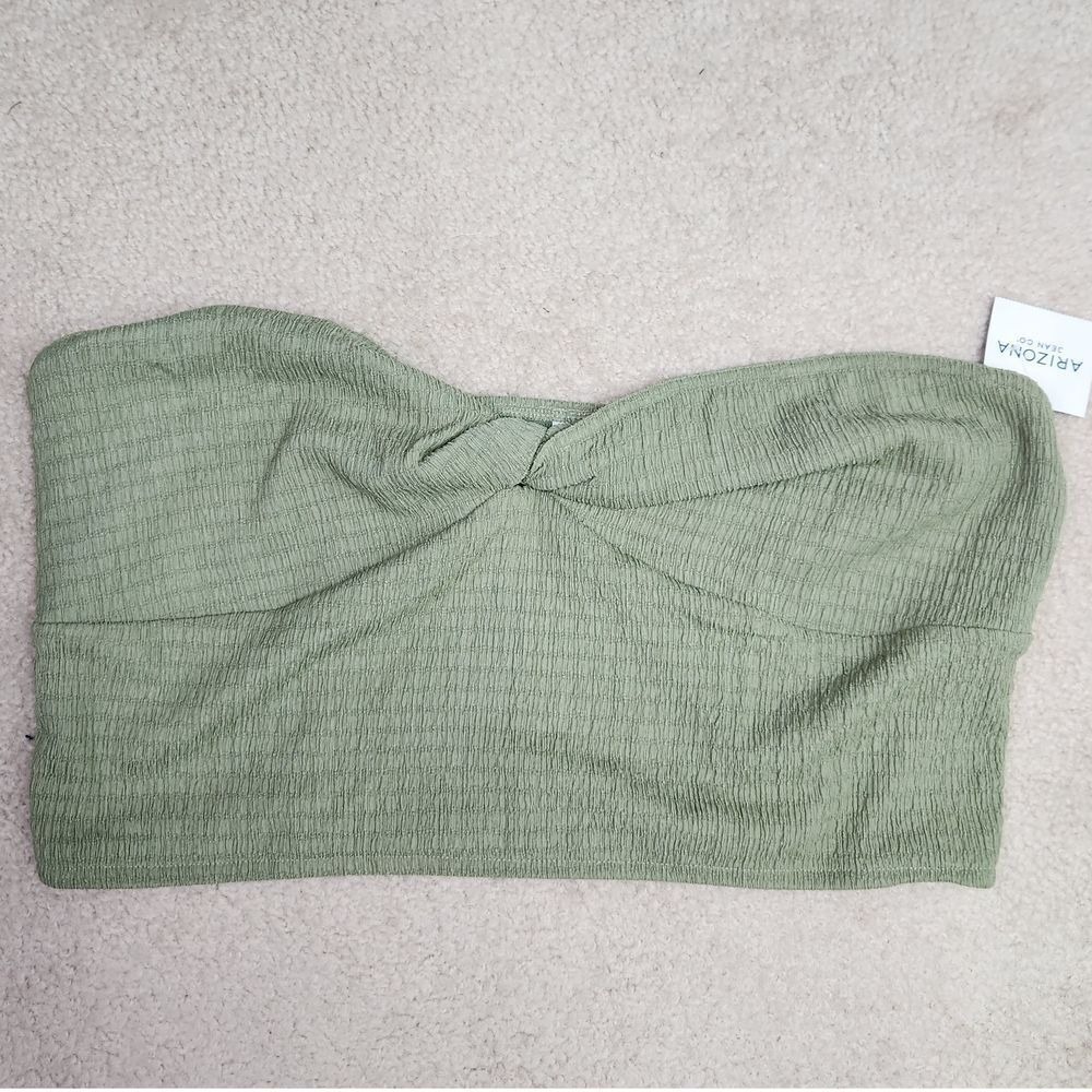Arizona Jean Sage Textured Bandeau Crop Strapless Sweetheart Summer Tube Top XXL